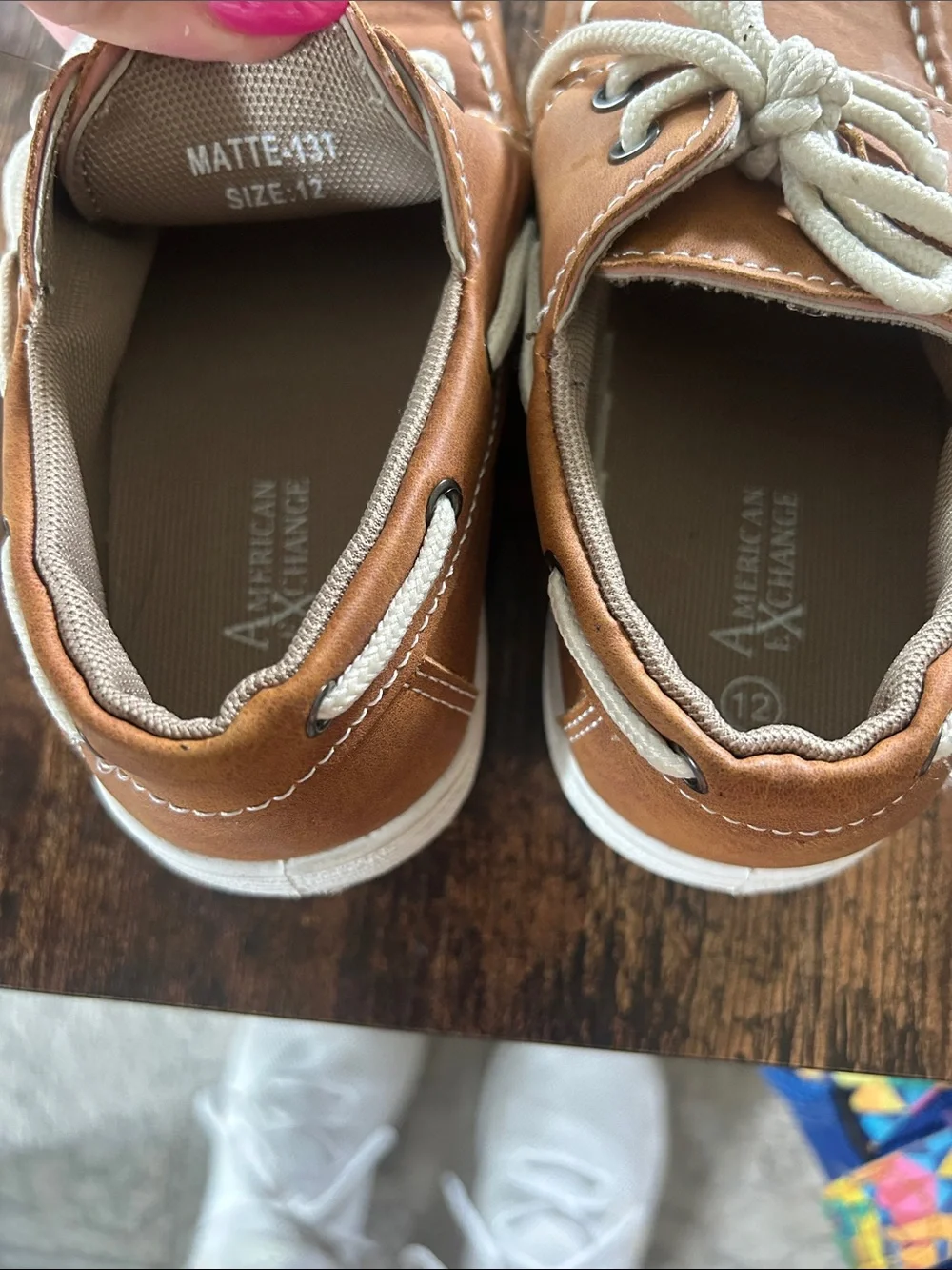 American Exchange Toddler Moccasins in Brown with White Laces